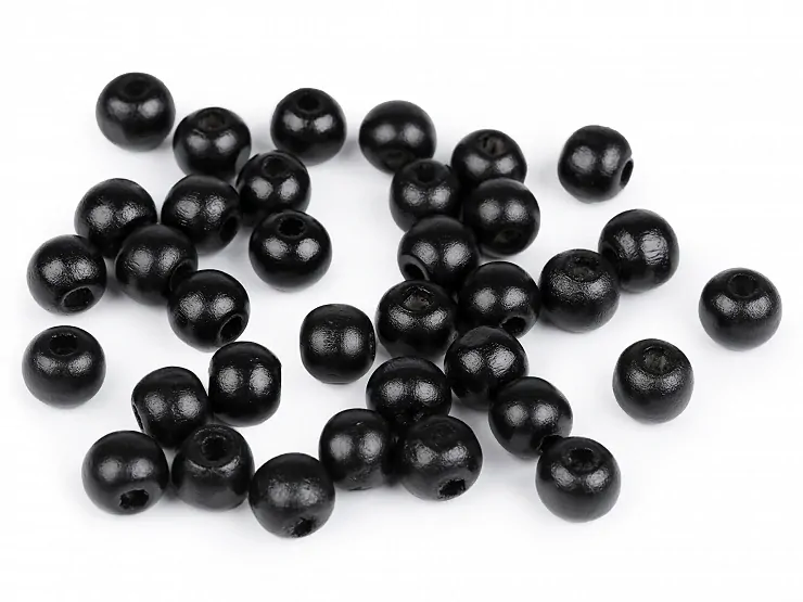 DŘEVĚNÉ KORÁLKY Ø10 mm, 20 g ČERNÁ