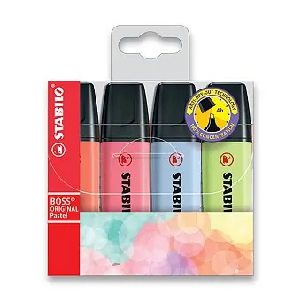 ZVÝRAZŇOVAČ STABILO BOSS ORIGINAL PASTEL NEW COLOR SADA 4 KS