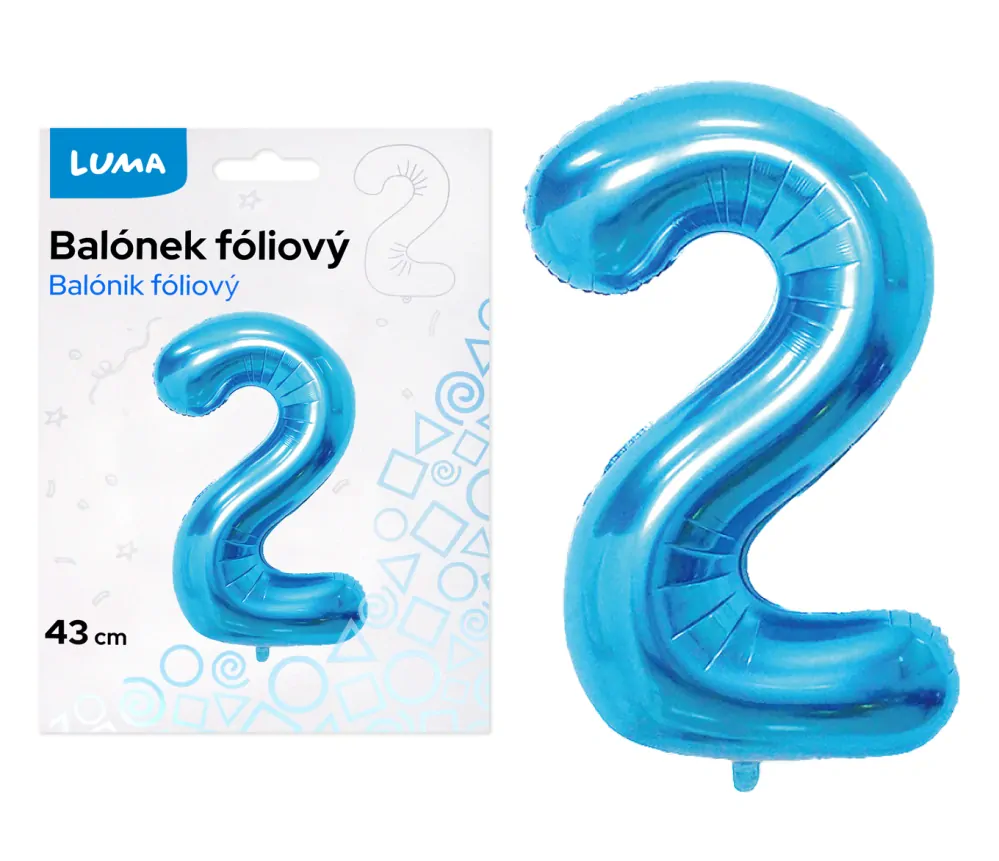 BALÓNEK FOLIOVÝ č. 2 MODRÝ 43cm LUMA