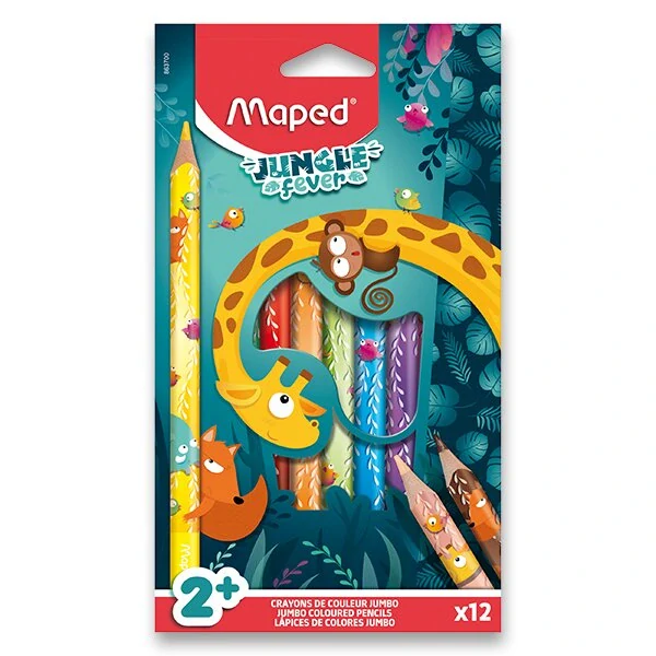 PASTELKY MAPED JUMBO JUNGLE FEVER 12 BAREV, TROJHRANNÉ