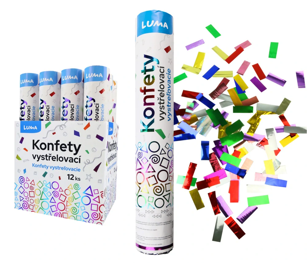 KONFETY VYSTŘELOVACÍ FOLIOVÉ 30CM LUMA