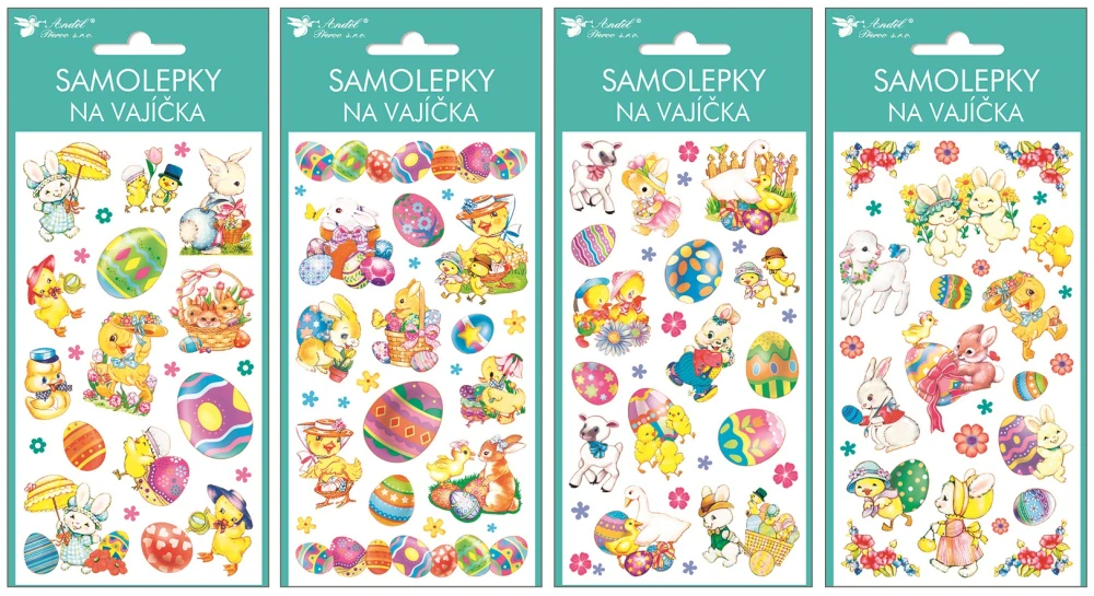 SAMOLEPKY NA VAJÍČKA GELOVÉ 9 x 19 cm BAREVNÁ ZVÍŘÁTKA