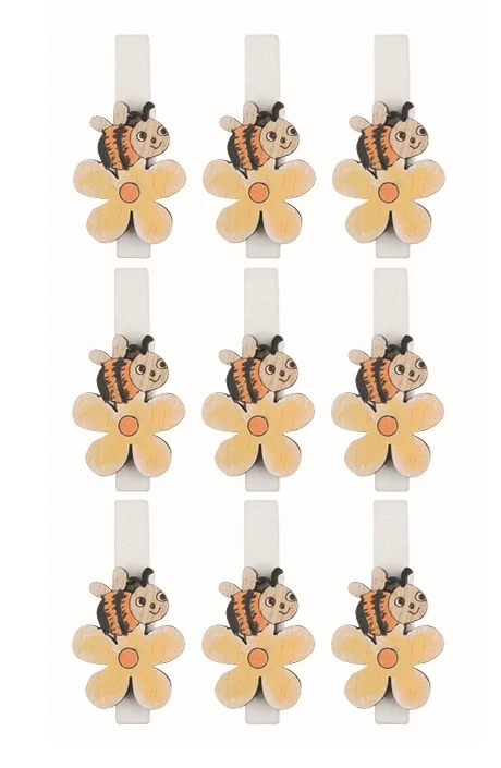 VČELKA NA KYTCE NA KOLÍČKU ŽLUTÁ 2 x 2,5 x 0,3 cm 9KS V SÁČKU