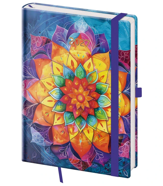 TÝDENNÍ DIÁŘ A5 VARIO MANDALA S GUMIČKOU