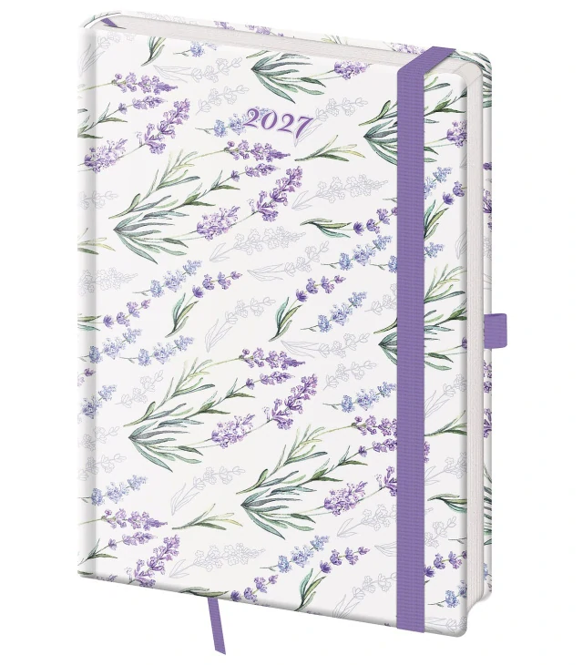 DENNÍ DIÁŘ A5 VARIO LAVENDER S GUMIČKOU