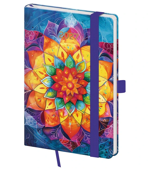 TÝDENNÍ DIÁŘ KAPESNÍ VARIO MANDALA S GUMIČKOU