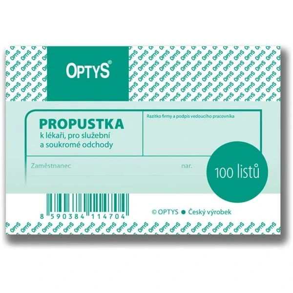 PROPUSTKA A7 BLOK 100 LISTŮ 1147