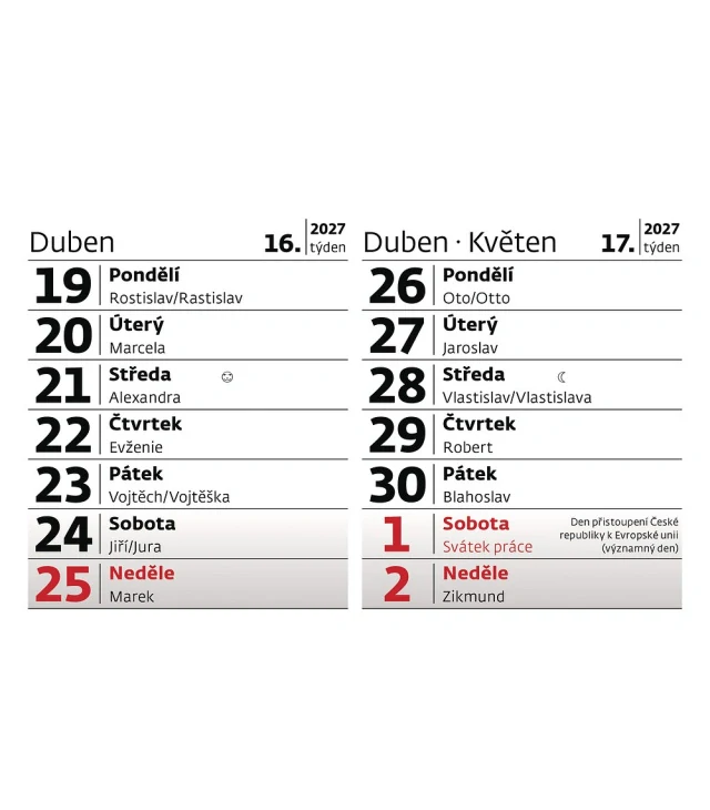 KALENDÁŘ TÝDENNÍ "MINI" 14-TI DENNÍ S CITÁTY 2027