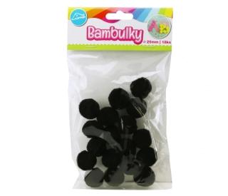 BAMBULKY ČERNÉ, 18KS 25MM LUMA