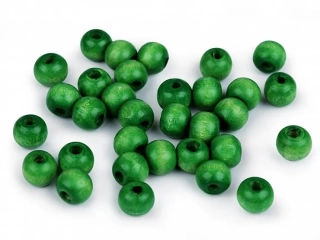 DŘEVĚNÉ KORÁLKY Ø10 mm, 20 g TRÁVOVÁ ZELENÁ