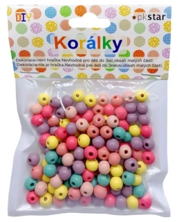 KORÁLKY 8 mm, 130 ks DŘEVO