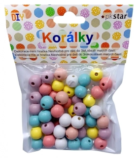 KORÁLKY DŘEVĚNÉ PASTELOVÉ 12MM/ 50KS