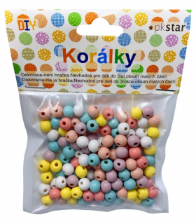 KORÁLKY DŘEVĚNÉ PASTELOVÉ 8MM/ 130KS