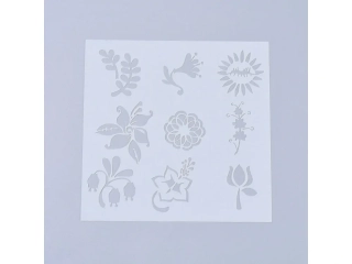 L026-106B PLASTOVÁ ŠABLONA 130x130mm KVĚTY A VĚTVIČKY 1ks