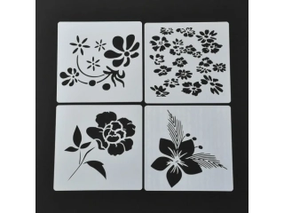 PLASTOVÁ ŠABLONA 15x15cm, KVĚTY MIX, 1ks