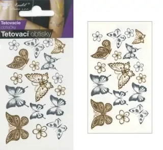 TETOVACÍ OBTISKY S GLITRY 10,5x6 cm MOTÝLI