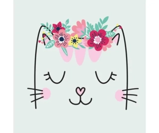 UBROUSKY DAISY L (20ks) SMILING CAT WITH FLOWER WREATH 037901
