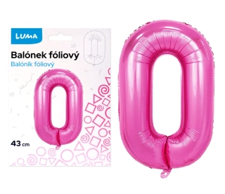 BALÓNEK FOLIOVÝ č. 0 RŮŽOVÝ 43cm LUMA