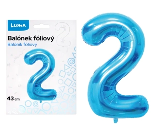 BALÓNEK FOLIOVÝ č. 2 MODRÝ 43cm LUMA