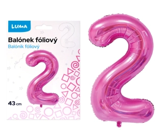 BALÓNEK FOLIOVÝ č. 2 RŮŽOVÝ 43cm LUMA
