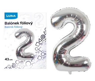 BALÓNEK FOLIOVÝ č. 2 STŘÍBRNÝ 43cm LUMA