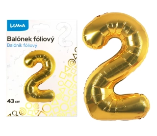 BALÓNEK FOLIOVÝ č. 2 ZLATÝ 43cm LUMA