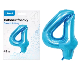 BALÓNEK FOLIOVÝ č. 4 MODRÝ 43cm LUMA
