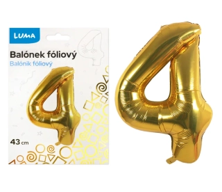 BALÓNEK FOLIOVÝ č. 4 ZLATÝ 43cm LUMA