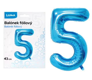 BALÓNEK FOLIOVÝ č. 5 MODRÝ 43cm LUMA