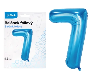 BALÓNEK FOLIOVÝ č. 7 MODRÝ 43cm LUMA