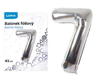 BALÓNEK FOLIOVÝ č. 7 STŘÍBRNÝ 43cm LUMA