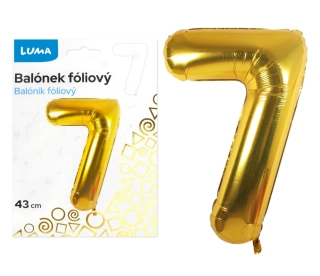 BALÓNEK FOLIOVÝ č. 7 ZLATÝ 43cm LUMA