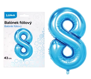 BALÓNEK FOLIOVÝ č. 8 MODRÝ 43cm LUMA