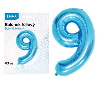 BALÓNEK FOLIOVÝ č. 9 MODRÝ 43cm LUMA