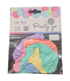 BALÓNKY OBYČ PASTEL 10ks PRŮMĚR 25cm