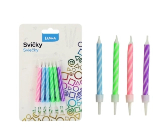 SVÍČKA 12ks, SPIRÁLA PASTEL LUMA