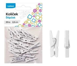 KOLÍČEK 2,5cm BÍLÝ 25ks LUMA