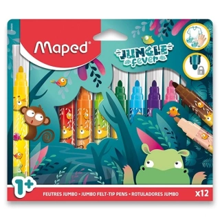PASTELKY MAPED JUMBO JUNGLE FEVER 12 BAREV, TROJHRANNÉ
