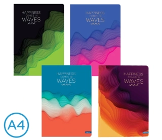 KNIHA ZÁZNAMOVÁ A4 LINKA 96l WAVES mix