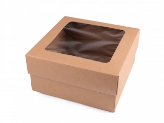PAPÍROVÁ KRABICE S PRŮHLEDEM 20X20CM PŘÍRODNÍ