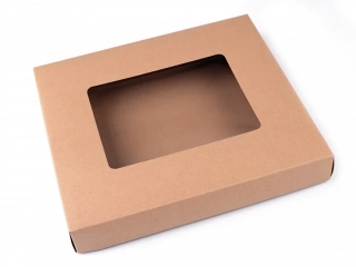 PAPÍROVÁ KRABICE S PRŮHLEDEM 24.5X27.5CM PŘÍRODNÍ