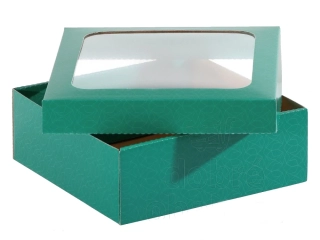 DÁRKOVÁ KRABIČKA M S PRŮHLEDEM 22,5X22,5CM ZELENÁ