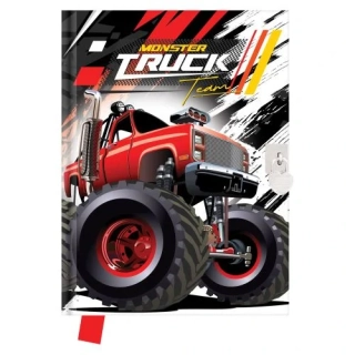 JUNIOR PAMÁTNÍK 14x18 cm, 80 LISTŮ, BEZ LINEK, SE ZÁMKEM - MONSTER TRUCK TEAM