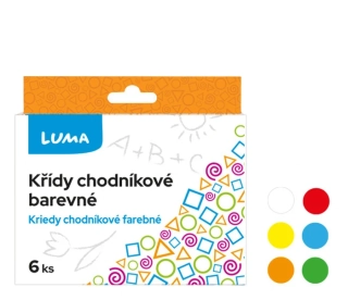 KŘÍDY CHODNÍKOVÉ 6ks BAREVNÉ KRABIČKA LUMA
