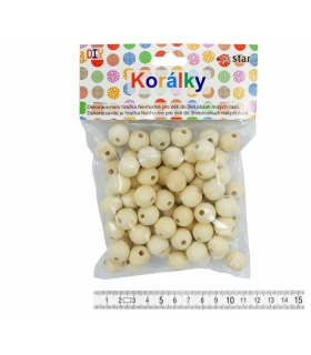 KORÁLKY DŘEVĚNÉ NATUR 15MM/75KS