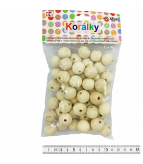 KORÁLKY DŘEVĚNÉ NATUR 20MM/50KS