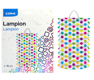 LAMPION 15cm VÁLEC PUNTÍK BAREVNÝ LUMA