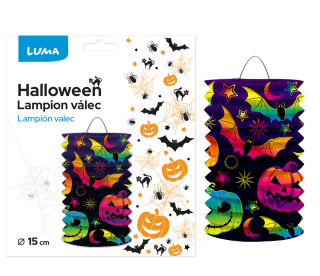 LAMPION 15cm VÁLEC HALLOWEEN DÝNĚ LUMA