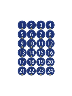 SAMOLEPKY ADVENTNÍ MODRÁ ČÍSLA 1-24, 1 ARCH