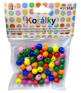 KORÁLKY DŘEVĚNÉ BAREVNÉ 10MM/ 70KS